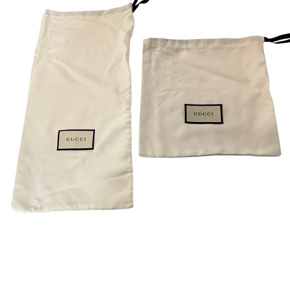 Gucci Satin Storage Cloth Drawstring Dust Bag Lot Of 2 Designer Luxury Logo - Picture 1 of 6